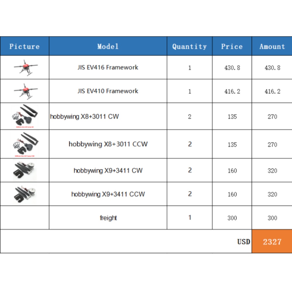 JIS EV410/EV416 10KG/16KG quad - đánh giá và giá Heavy Lift Drone Frame